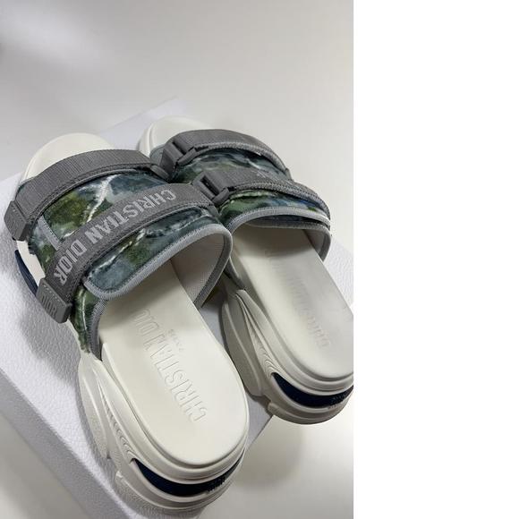 D Wander Shaded Camo Velcro Strappy Blue Slides Sandals E123 - Picture 6 of 12
